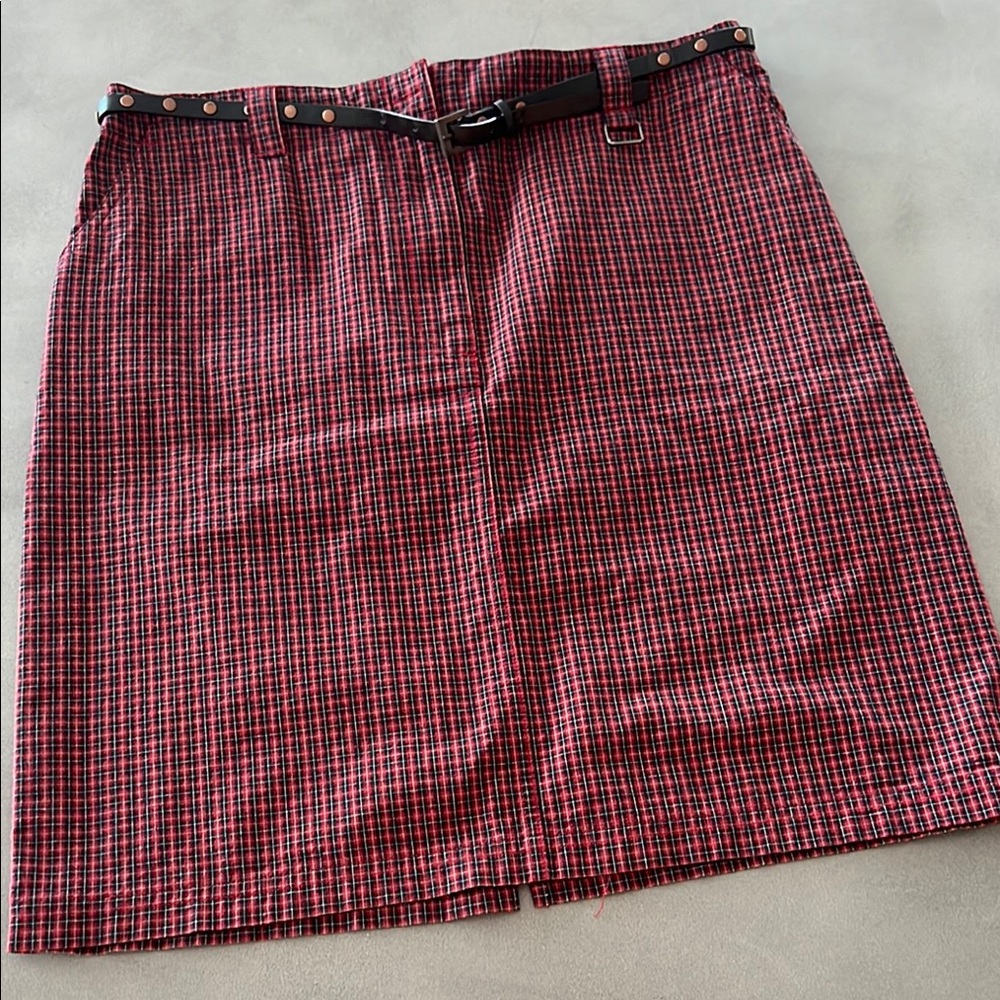 Christopher & Banks Red and Black Pencil Skirt